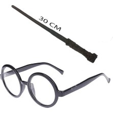Ett Harry Potter Asası ve Siyah Çerçeveli Gözlük Seti