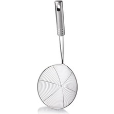 Mikasso Paslanmaz Çelik Kızartma Kevgiri Çelik Tel Kepçe Yağ Süzgeçli Kevgir 12 Cm. Paslanmaz Çelik Metalik