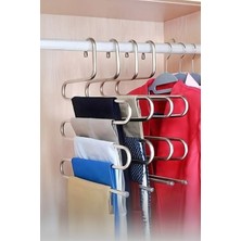 Mikasso Pantolon Askısı 5 Katlı Metal Dolap Içi Akıllı Krom Askı Pantolon Askısı 5 Katlı Düzenleyici Model M