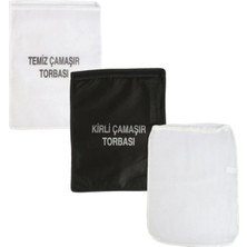 Mikasso Er Bedelli Askerlik Kirli ve Temiz Çamaşır Torbası & Çamaşır Filesi Seti Plastik Siyah 35 x 55
