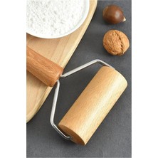 Mikasso Ahşap Saplı Rulo Hamur Açıcı Merdane Pürüzsüz Oklava Pizza Börek Açma Silindiri Rulo Merdane Granit