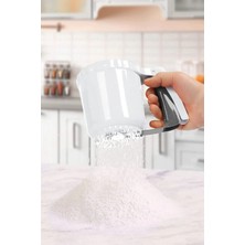 Mikasso Un Pudra Şekeri Kakao Eleği, Pratik Çok Amaçlı Hamur Kek Pasta Eleği Beyaz Plastik
