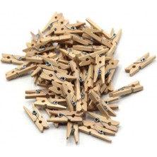 Mikasso Küçük Ahşap Mini Mandal Fotoğraf Tutucu Mandal Not Tutucu Mandal Dekoratif Mini Mandal 30 Adet 25