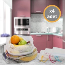 Mikasso 4'lü Dolab Içi Gıda Filesi ( Meyve Sebze ) Plastik 35 x 50 Bej