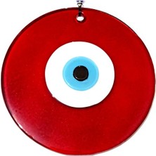 Ett Kırmızı Renk Cam Nazar Boncuklu 16 Santimetre El Yapımı Duvar Süsü