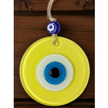Ett Mini Boy Sarı Nazar Boncuklu Duvar Süsü 10 cm Cam Duvar Dekoru