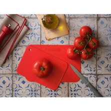 Mikasso 2'li Esnek Kesme Tahtası , Bükülebilir Kesim Matı Plastik Kırmızı