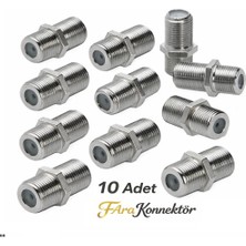 ConiGitar F Ara Konnektör (10 Adet) Uydu Anten Kablosu Birleştirir Ek Yapar Dişi-Dişi Kablo Birleştirici