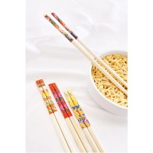 Mikasso Desenli Organik Bambu Kore Çin Çubuğu Chop Sticks 1 Çift Bambu Kahverengi