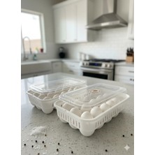 Mikasso 2 Adet Yumurta Saklama Kabı 15'li 2 Adet , Steril Yumurtalık, Kapaklı Yumurta Organizeri Plastik Bey