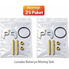 Mikasso 2’li Paket Lavabo Batarya Ay Takımı Montaj Seti – Musluk Sabitleme Aparatı Vida Somun Conta Seti
