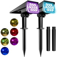 Gaman 10 LED Solar Kazıklı Rgb Bahçe Dekorasyon Lambası Su Geçirmez Güneş Enerjili Bahçe Armatürü 1 Adet