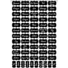 Mikasso Siyah 107 Adet Baharat Bakliyat Kuruyemiş Kavanoz Sticker Etiket Akrilik