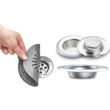 Mikasso 2li Takım Büyük Boy Paslanmaz Çelik Lavabo Evye Süzgeci ve Silikon Lavabo Tıkacı Paslanmaz Çelik