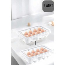 Mikasso ( 2 Adet ) 15'li Yumurta Saklama Kabı | Kapaklı Yumurtalık Steril Yumurtalık Yumurta Kutusu Plastik