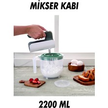 Mikasso 2200 ml Şeffaf Ölçekli Mikser Karıştırma Kabı - Sıçratmayan Mixer Ölçü Kabı Plastik Şeffaf