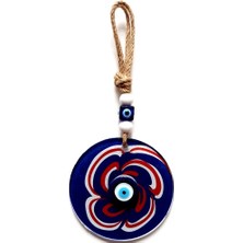 Ett Nazar Boncuklu Lacivert Şeker Modelli Cam Duvar Süsü