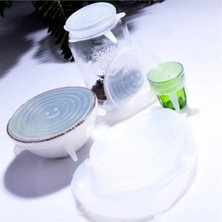 Mikasso Çok Amaçlı Streç Silikon Kapak 6 Lı - Saklama Kabı Kapağı Cam Turuncu