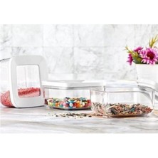 Mikasso 3'lü 0,250ML X3 Adet Mini Set Şeffaf Vakumlu Kare Saklama Kabı Akrilik Turuncu