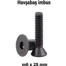 Venoa M6X25 mm Havşabaş Imbus Civata 10.9 Kalite Siyah DIN7991 Alyan Vida – 30 Adet