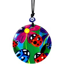 Ett Uğur Böcekli Cam Duvar Dekoru Hediyelik Süs