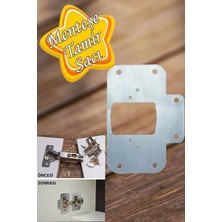 Mikasso Dolap Kapak Taş Menteşe Tamir Sacı Pratik Onarım Kiti Krom Metal Yuva Tablası 6.5 x 9 cm Bej