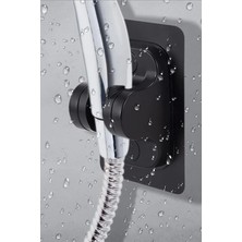 Mikasso Duş Başlığı Tutucu Siyah Ayarlanabilir El Duşu Sabitleme Aparatı Askısı Sabitleyici Banyo Aksesuarı