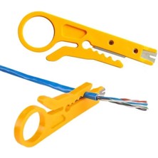Mikasso Kablo Sıyırma Tel Kesici Sıkma Aracı Utp/stp Bıçak Crimper Pense Mini Taşınabilir Sarı Renk