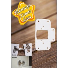 Mikasso Dolap Kapak Taş Menteşe Tamir Sacı Pratik Onarım Kiti Beyaz Metal Yuva Tablası 6.5 x 9 cm Beyaz