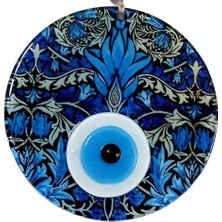 Ett Turkuazın Zarafeti Nazar Boncuklu Füzyon Cam 16 Santimetre Çapında Elegant Duvar Süsü