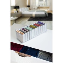Mikasso 11 Gözlü Çekmece Içi Antrasit Çizgili Düzenleyici Organizer - Medium 15 x 43 x 14 Kumaş Gri