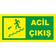 Mikasso Fosforlu Fotolümen Levha Acil Çıkış Yönlendirme Sol Merdiven Aşağı Ok 12X24 cm