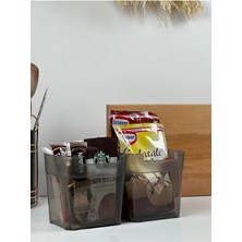 Mikasso Büyük Boy 2'li Çok Amaçlı Buzdolabı Kapak Içi Düzenleyici Kutu Füme -Çok Amaçlı Organizer 0,95ML Pla