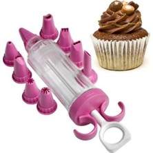 Mikasso Kek Pasta Kurabiye Cupcake Süsleme Krema Sıkma Pompası 9 Başlık Plastik Turuncu