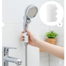 Mikasso Güçlü Yapışkanlı Silikon Duş Başlığı Tutucu – Delmeden Takılan Pratik Banyo Askı Aparatı Beyaz Silik