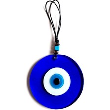 Ett Deri Ipli El Yapımı Nazar Boncuklu Mavi Renk Cam Duvar Süsü