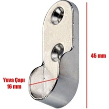 Mikasso Nobel Askı Flanşı Krom Oval Dolap Elbise Askı Aparatı (2 Adet) Gri