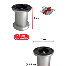 Mikasso 8 cm Gri Ayarlanabilir Jumbo Ayak Tv Ünitesi, Koltuk, Dolap Ayağı, Mobilya Yükseltici Gri