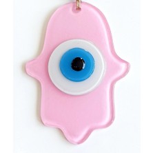 Ett Nazar Boncuklu Pembe Renk Fatma Ana Bereket Eli Cam Duvar Süsü