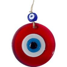 Ett Şeffaf Kırmızı Nazar Boncuklu Duvar Süsü 10 cm Cam Duvar Dekoru