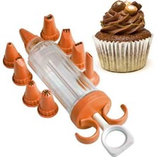 Mikasso Krema Sıkma Pompası 9 Başlıklı Pasta Kek Kremşanti Süsleme Seti Plastik