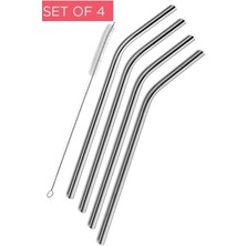 Mikasso Metal Pipet 4 Adet Temizleme Fırçalı Çelik Pipeti 5 Parçalı Set Çelik Çok Renkli