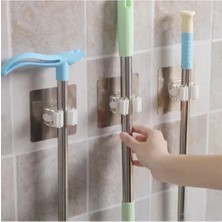 Mikasso 2 Adet Paspas Mop Fırça ve Süpürge Askısı Sap Tutucu Mutfak Banyo Yapışkanlı Duvara Monte Aparatı