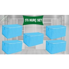 Mikasso Kazak Hurcu 5li Set Tela Dayanıklı Malzeme Çok Amaçlı Hurc 55X35X35 Tela Mavi