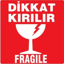 Mikasso Dikkat Kırılır Etiketi - Fragile 60*90MM - 1 Rulo 500 Adet Yapışkanı Kuvvetli