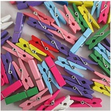 Mikasso 100 Adet Mini Mandal-Minik Mandal-Dekoratif Süsleme-Renkli Mini Ahşap Mandal 2 Beyaz