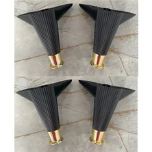 Mikasso Çizgili Siyah Gold Renk Plastik Ayak 15 cm Baza Koltuk Sehpa Dolap Ayağı 4 Adet Gold Siyah