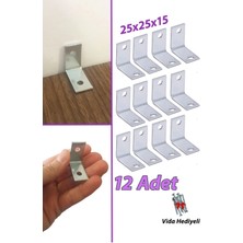 Mikasso 12 Adet Mobilya Eşya Dolap Duvar Sabitleyici Köşe Bağlantı L Demir Gönye Deprem Güvenliği 25X25X15MM