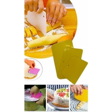 Mikasso Sarı 3lü Set Plastik Spatula Pasta Sıvama Hamur Kesici ve Kazıyıcı Pasta Şekillendirici Plastik Sar
