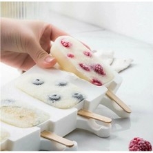 Mikasso Magnum Dondurma Kalıbı - 4'lü Büyük Boy Pratik Magnum Silikon Dondurma Kalıbı (Çubuksuz) Silikon Bey